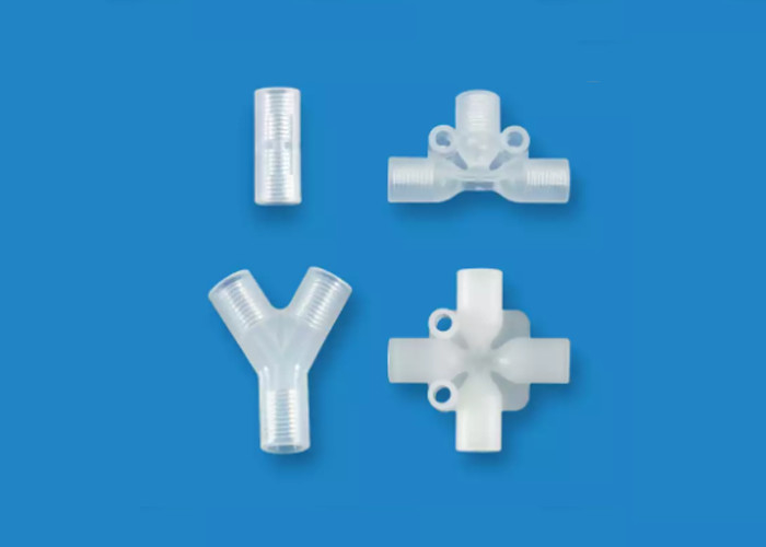 PP PTFE Four Way Tube Connector Plastic