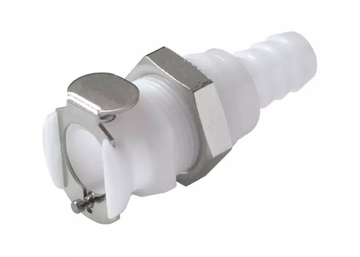 Medical Water Cooled Fluid Connector Panel Mount Ferruleless Polytube Fitting