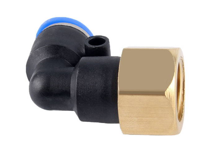 PLF Series Push Connect Air Fittings 90 Degree Pneumatic Tube Male Elbow 1/4&quot; NPT Thread