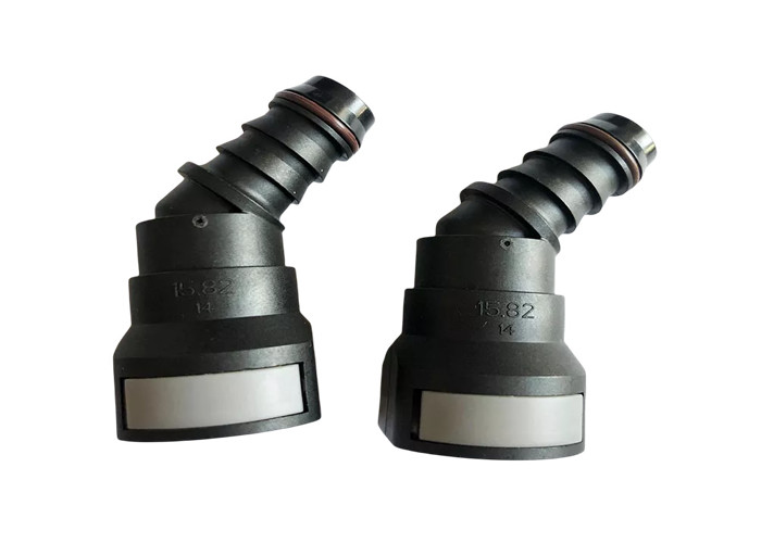 EPDM Fuel Liquid Plastic Quick Connectors 15.82mm 45 Degree