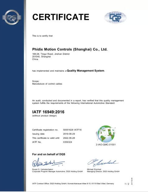 China Phidix Motion Controls (Shanghai) Co., Ltd. certification